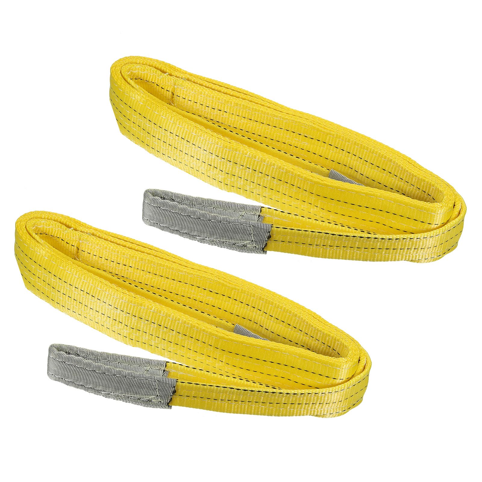 PATIKIL 3"x10' Sollevamento Cinghia 2pz 6613 Libbre Sollevamento Cinghie Piatto Occhio A Occhio 2 Tela Poliestere Fettuccia Sollevamento Movimento Cinghie per Attrezzatura Giallo