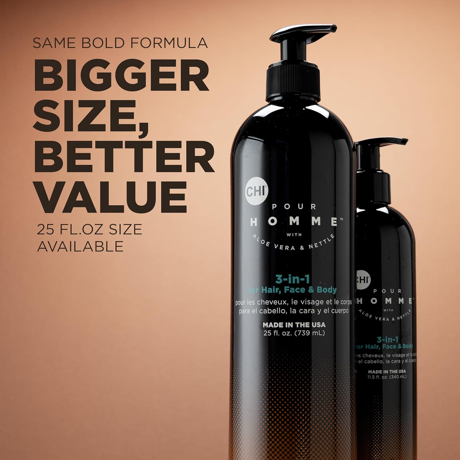 CHI pour Homme 3-in-1 Cleansing & Moisturizing Hair, Face & Body Wash for Men, Made With Aloe Vera & Nettle, Fresh, Woody Scent, Sulfate-Free, 11.5 oz - Image 7