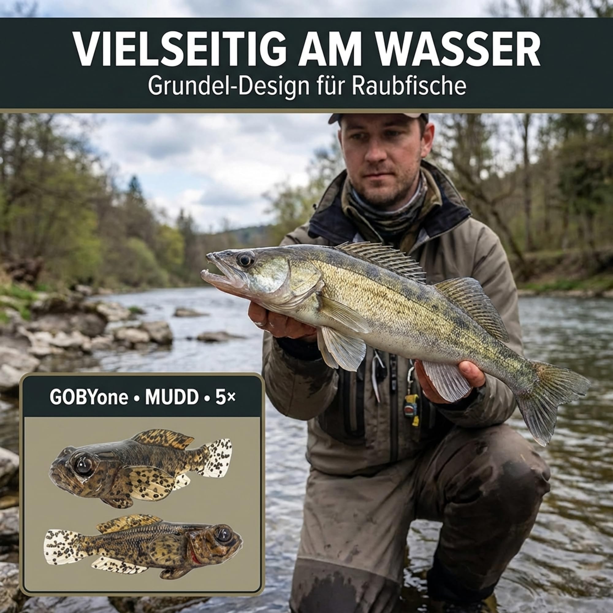 FISHN GOBYone zestaw 5 sztuk, 7,6 cm, 9 g, ultra realistyczne gumowe ryby do łowienia okoni i