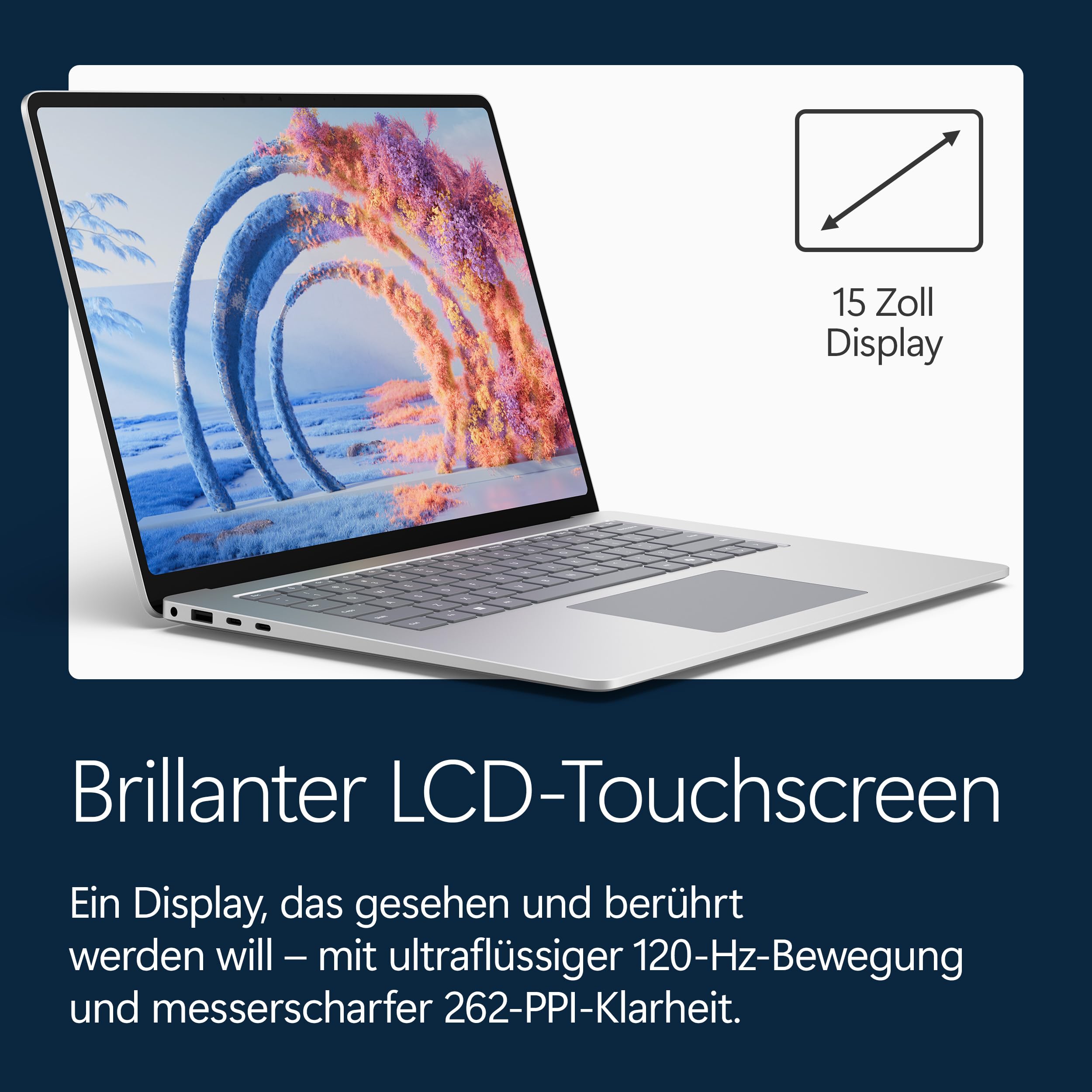 Microsoft Surface Laptop, 15" | Snapdragon X2 Elite | 16GB RAM, 512GB SSD | 15" LCD Touchscreen | Copilot+ PC | Platin | Windows 11 Home | Neuestes Modell (8. Edition)