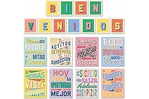 Set of 8 Motivational Posters in Spanish: Empowering Mindset & Classroom Decor