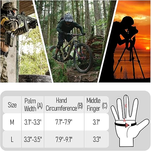 Miniatura 5 de Sutekus Guantes tácticos duros para nudillos con dedos para pantalla táctil, equipo de mano para senderismo, camping, caza, combate, tiro, ciclismo,