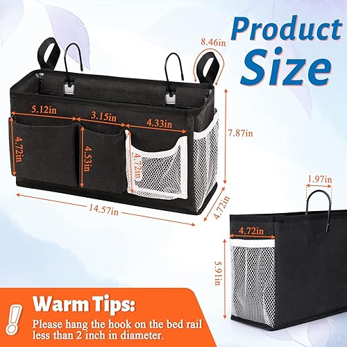 Miniatura 69 de Loghot Organizador colgante para literas y camas de hospital, rieles de cama, se puede colocar lentes, libros, teléfonos celulares, llaves