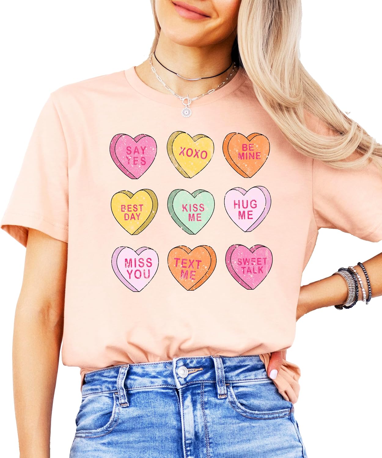 Olive Loves Apple Cute Conversation Hearts Valentine's Day Shirt for Baby and Toddler Youth Girls and Adults