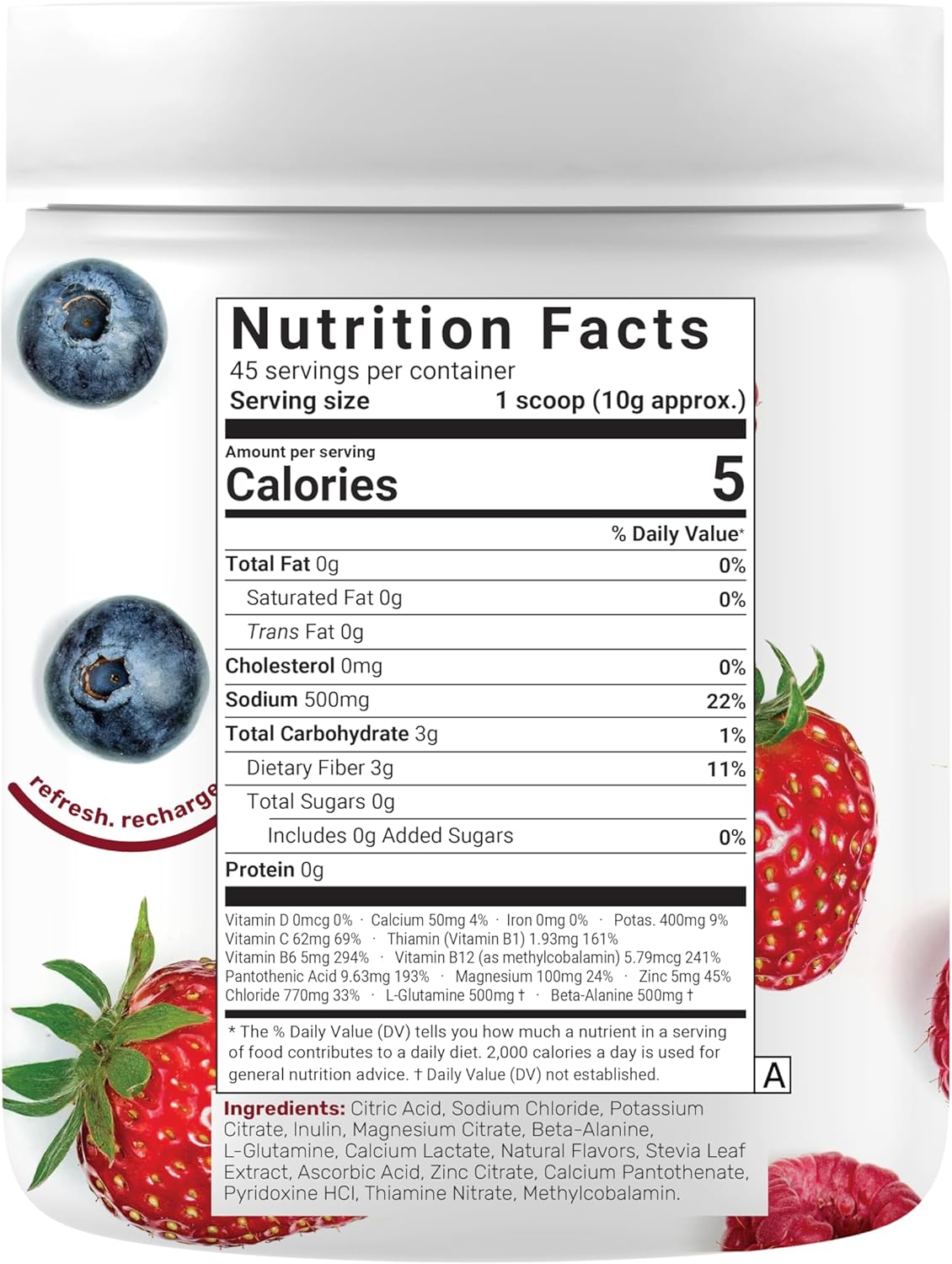 DEAL SUPPLEMENT Daily Electrolyte Hydration Powder – Sugar Free Drink Mix – Mixed Berry Flavor – 45 Servings – Balanced Formula with Potassium, Magnesium, B Vitamins, Glutamine & Beta‑Alanine* - Image 6