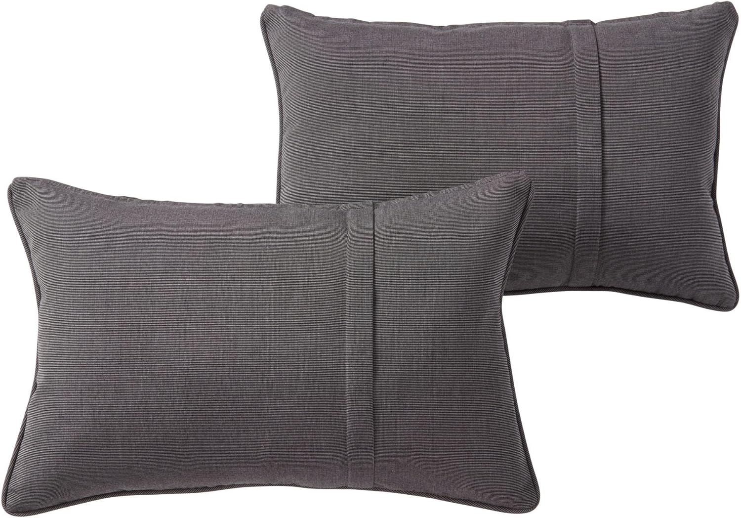 Sunbrella Rectangular Outdoor Throw Pillows 21x14 Set of 2 - Corded Lumbar Patio Accent Pillows with Pleated Design & Removable Zipper Covers – Weather & Fade Resistant Pillows, Canvas Coal