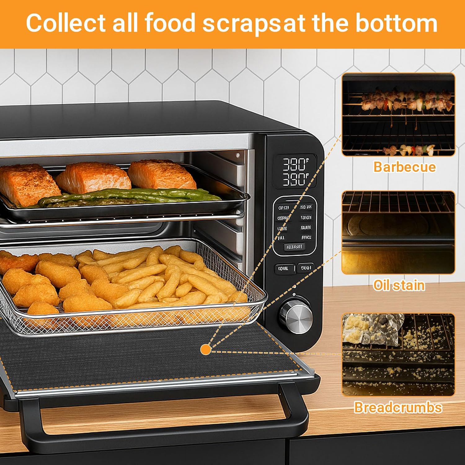 4-Pack Fiberglass Air Fryer Mats 12"x12.6" For Ninja DCT451 Compatible Oven Liners for Bottom of OvenReusable & Heavy-Duty for Even Cooking