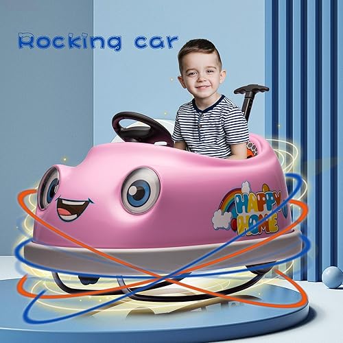Miniatura 5 de Perfumevalley Coche de parachoques para niños pequeños y bebés, auto eléctrico de 12 V de 3 velocidades para niños de 3 a 8 años, auto de golpeo