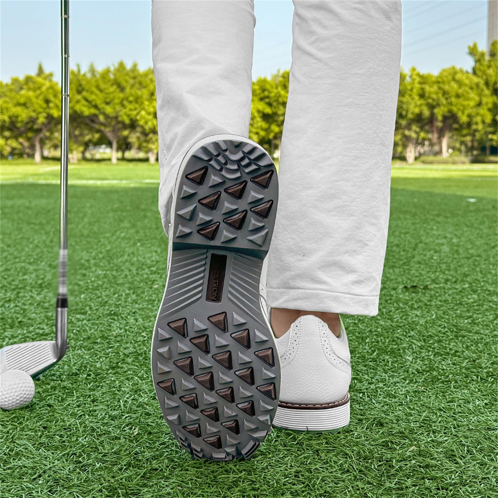 Golfschuhe Für Herren Lässig Business Leder Sneaker Wasserdicht Ohne Spikes Für Spaziergänge Im Freien