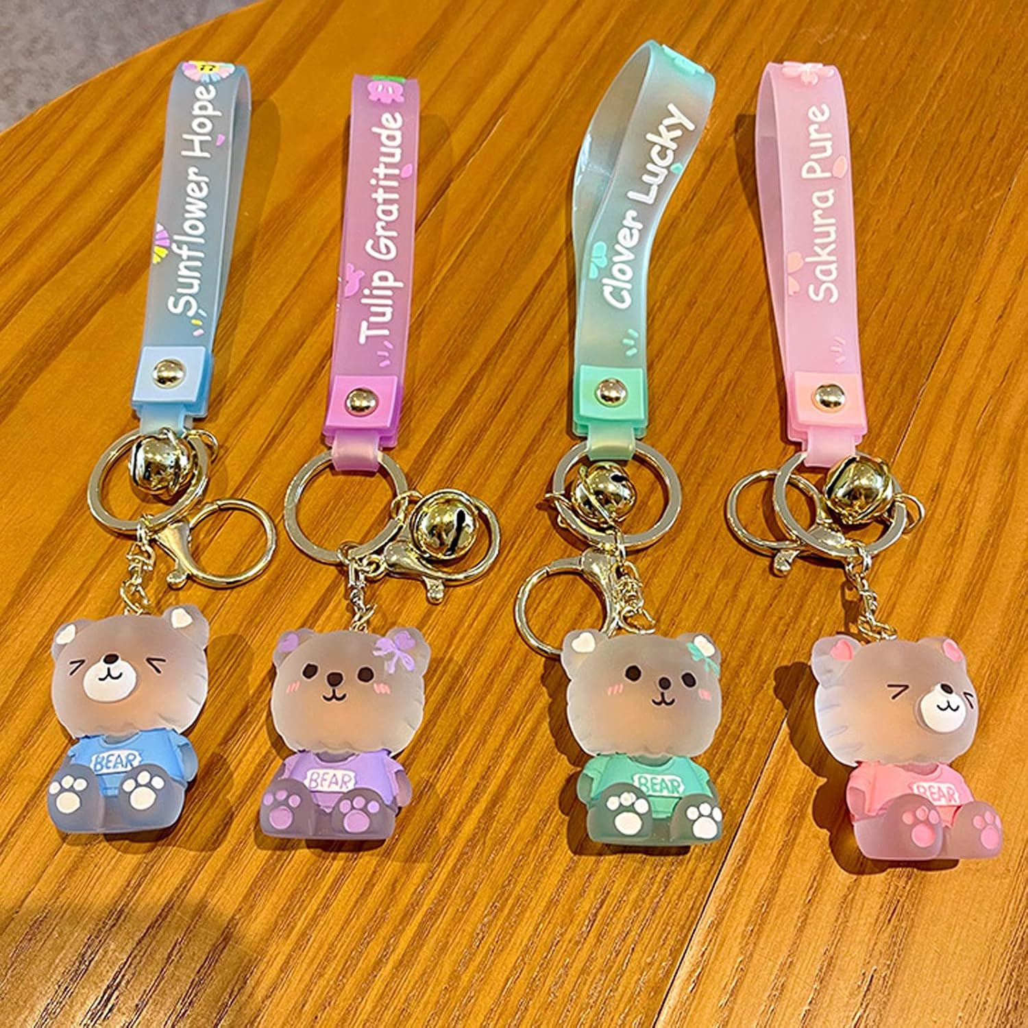 Xinbalove Cute Lucky Bear Design Bags Doll Car Key Backpack Keychain Pendant Boys Girls Men Women Soft Resin Portable Key Ring Accessories for Christmas New Year Present Green - Image 6