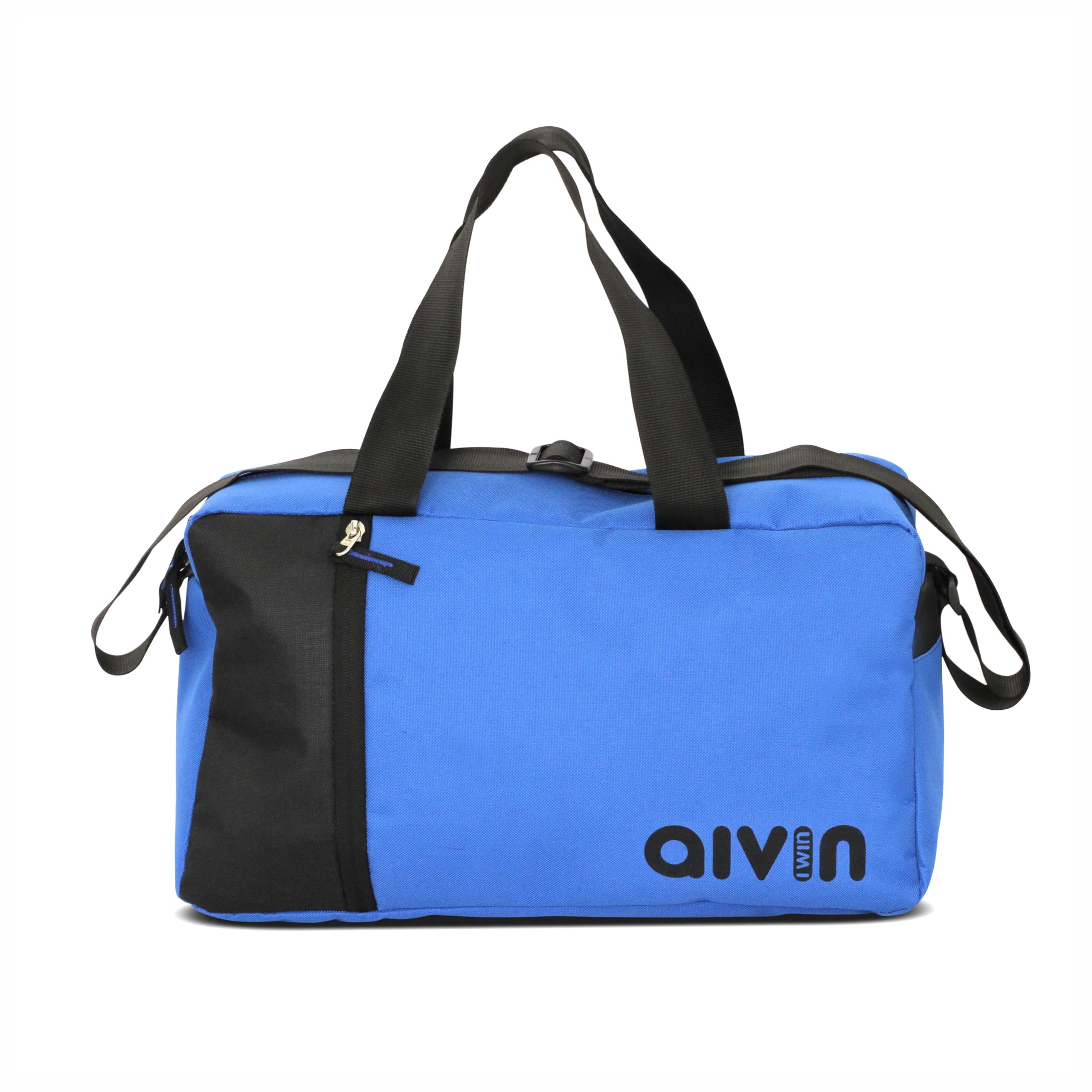 Aivin Square Unisex Bag (Blue-Black) | Small Travel Bag | Mens Gym Bag | Blue & Black Denim Travel Bag for Women
