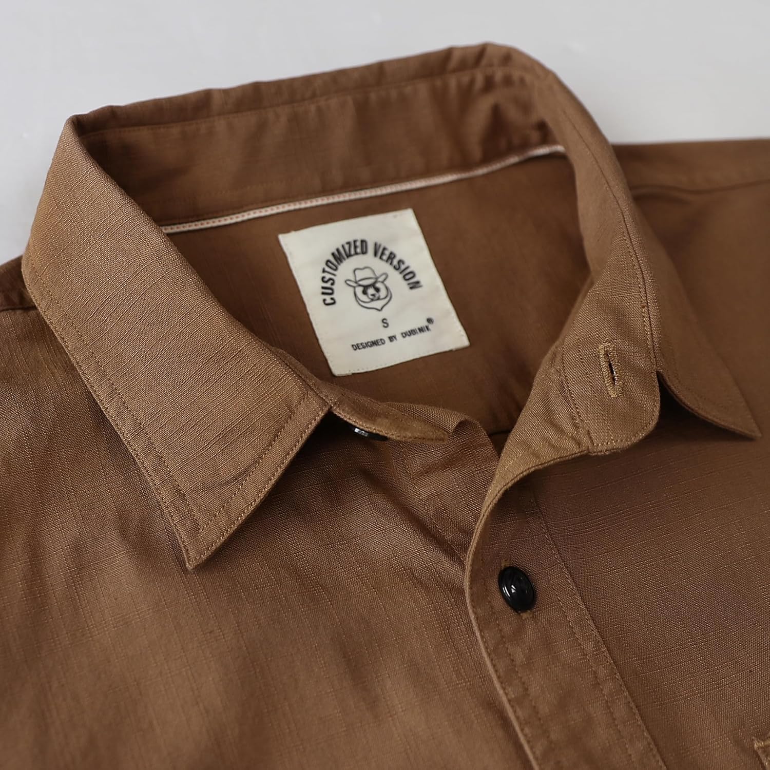 Dubinik® Chambray Shirt Men Cotton Mens Button Up Shirts Long Sleeve Casual Work with 2 Pockets Regular Fit