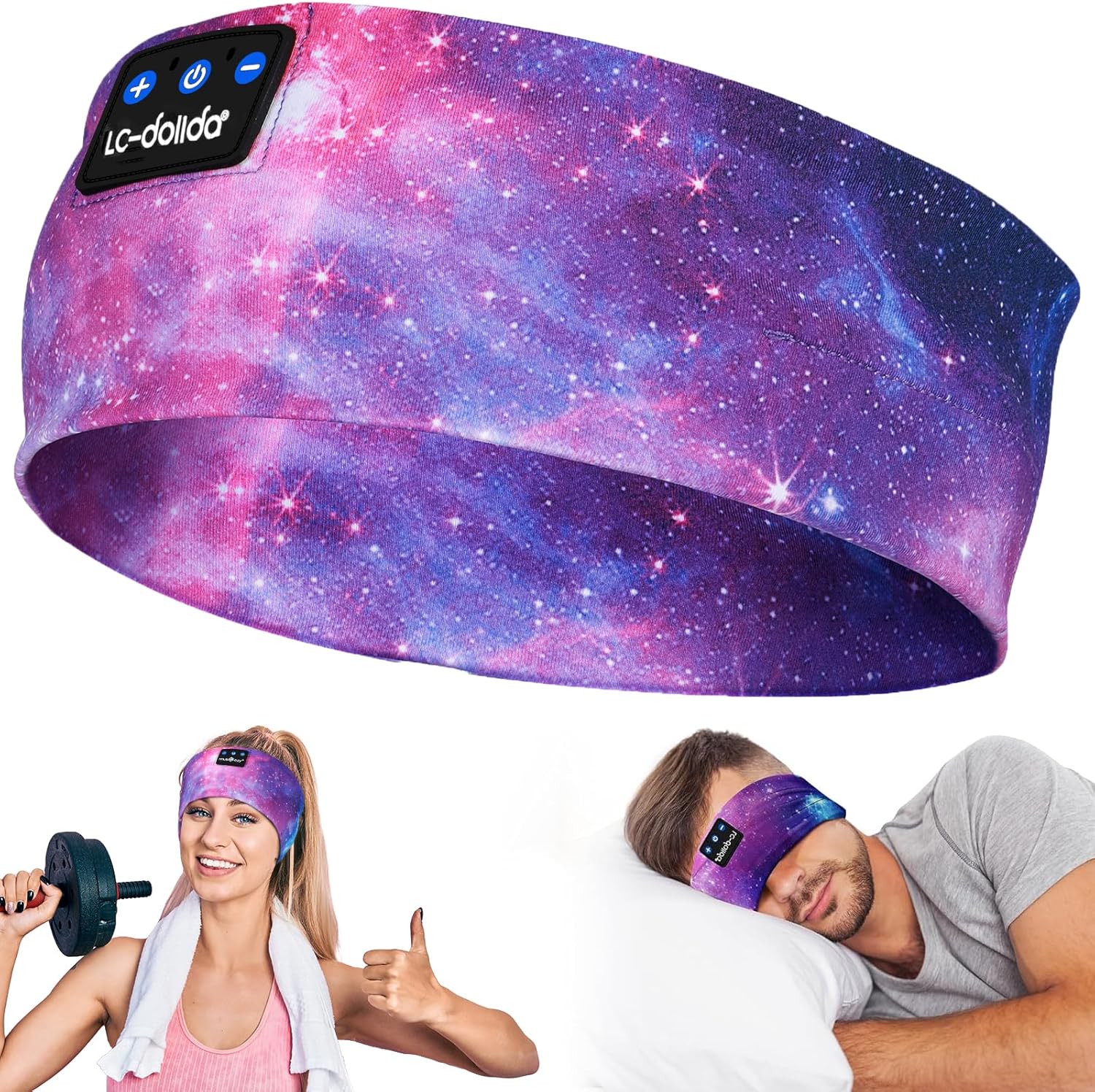 LC-dolida Sleep Headphones Bluetooth Headband Sleeping Wireless Headband Headphones with Thin HD Stereo Speakers Perfect for Side Sleepers, Sport, Yoga, Travel Insomnia Running Meditation Gifts