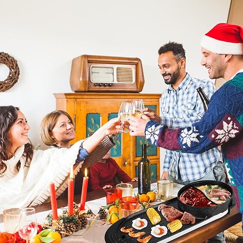 Miniatura 9 de Olla eléctrica 2 en 1 y parrilla de barbacoa coreana, 2200 W, sin humo, antiadherente, para interiores, con doble control de temperatura, olla