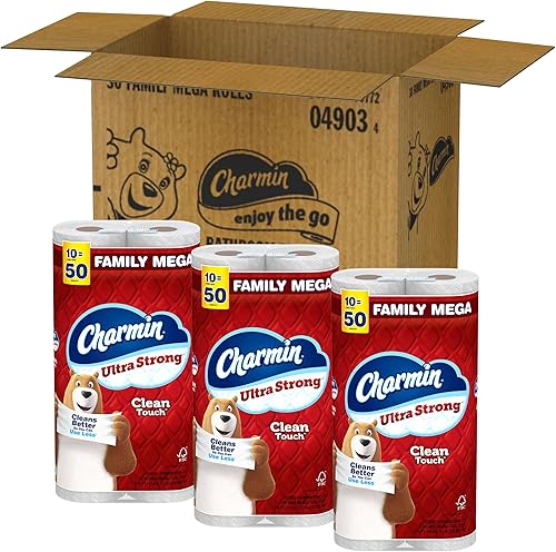Miniatura 10 de Charmin Papel higiénico ultra fuerte y limpio, 30 megarrollos familiares = 150 rollos regulares