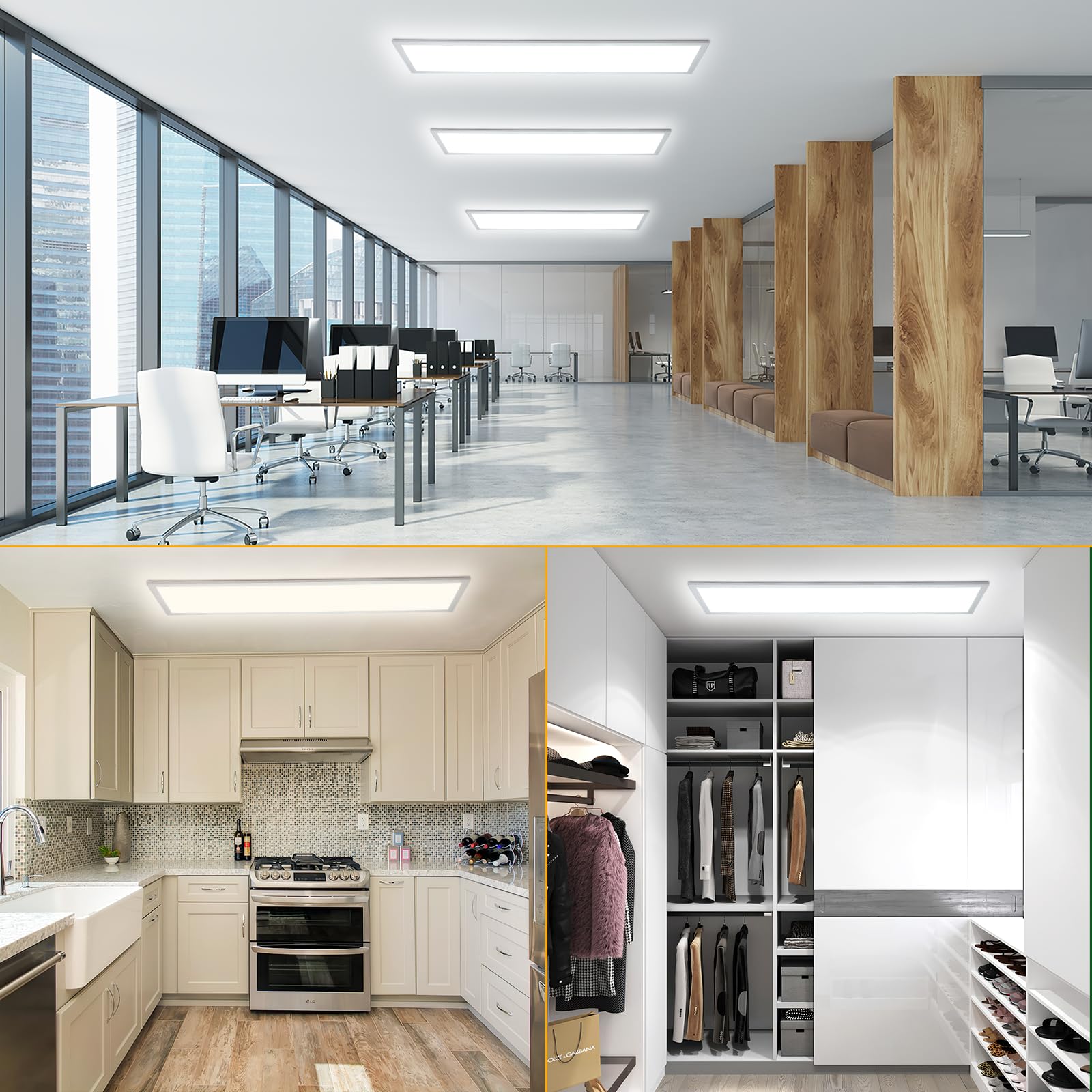 Oraymin LED Panel Deckenleuchte 120x30 CM, Lampe Wohnzimmer Mit Fernbedienung, Moderne Küchenlampe 40W 4400LM, Neutralweiße Deckenlampe Für Büro, Wohnzimmer, Küche, Schlafzimmer