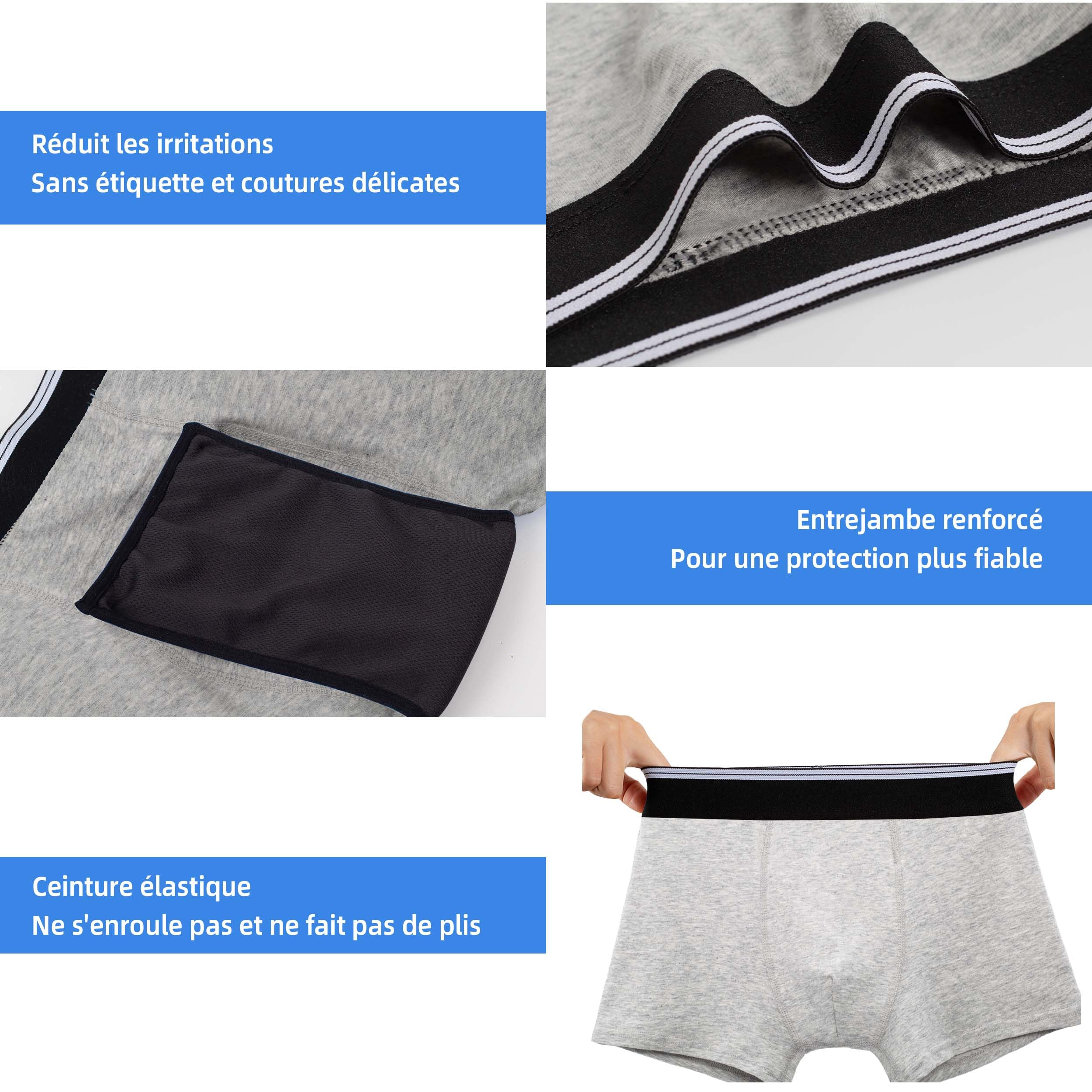 TIICHOO Calecon Garçon Incontinence Coton Culotte Anti Fuite Urinaire Garçon Lavable Lot de 5