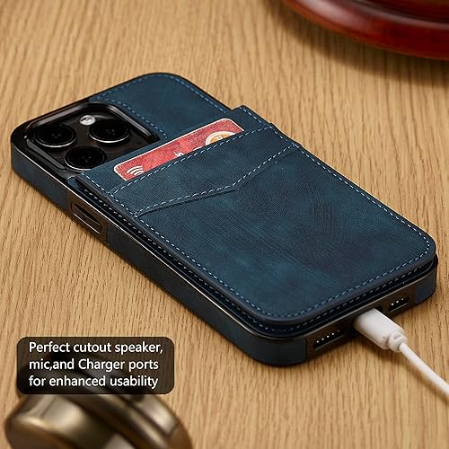 Miniatura 7 de Funda tipo cartera compatible con iPhone 15 Pro Max de piel sintética con ranura para tarjetero, cierre magnético con función atril de 6.7 pulgadas