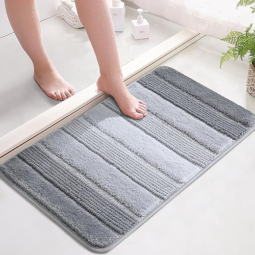 Miniatura 9 de Kmson Juego de 3 alfombras de baño de felpilla ombré, antideslizantes, ultra suaves, lavables, peludas para bañera, tapete de ducha de microfibra