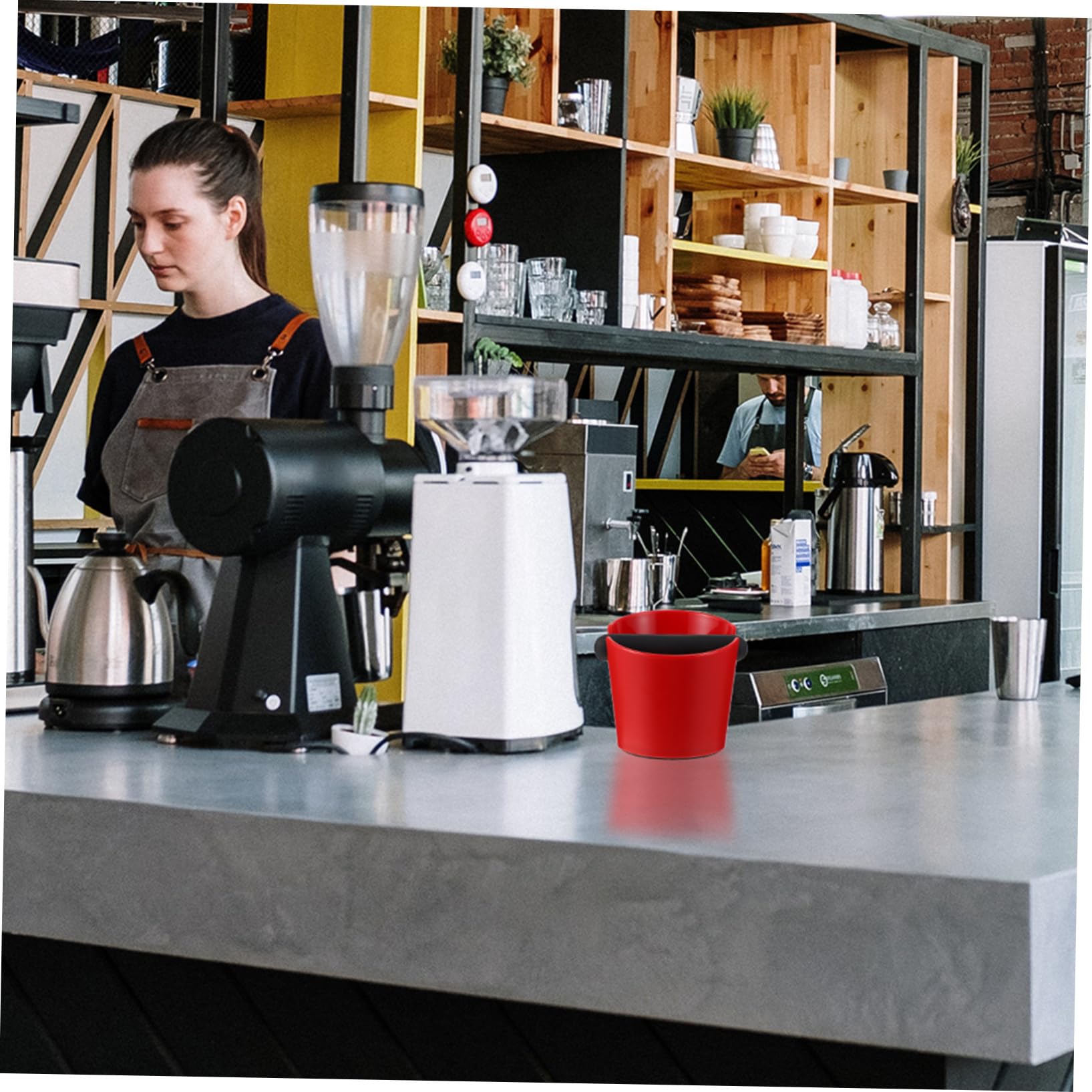 Czerwone pudełko do kawy espresso, wysokotemperaturowa konstrukcja z tworzywa sztucznego, do domowych barów i kawiarni, akcesoria do robienia kawy