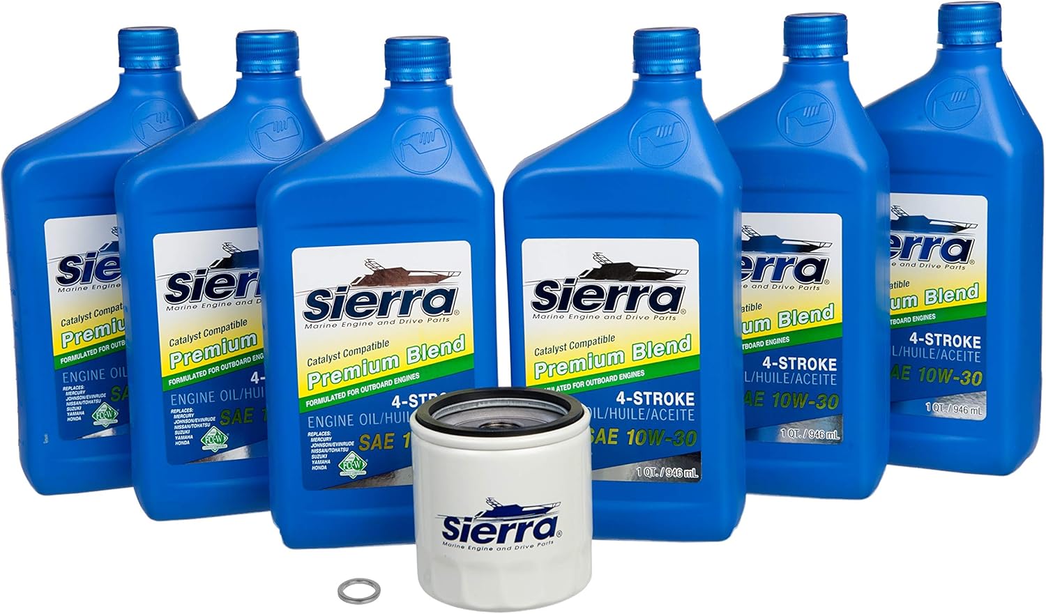 Sierra International Yamaha Outboard Oil Change Kit, Includes 10W-30 Oil, Oil Filter, Crankcase Drain Gasket