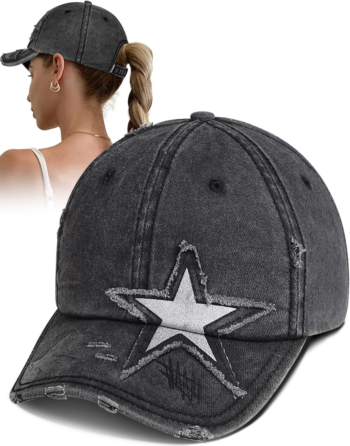 Flafens Womens Baseball Caps - Cute Baseball Hat Vintage Distressed Low Profile Embroidered Cotton Ladies Ball Ballcap