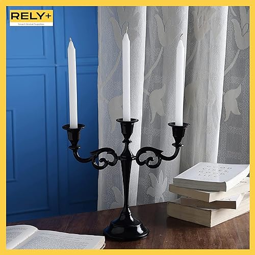 Vista 36 de Rely+ Candelabros de 5 brazos, decoración de interiores, cocina, mesa, velas, candelabros, centro de mesa (plateado)