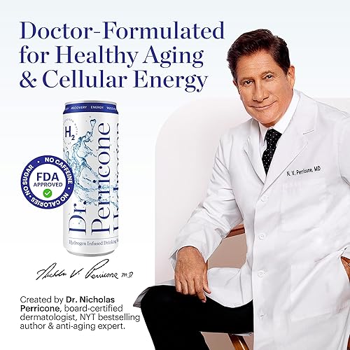 Miniatura 2 de Dr. Perricone Hydrogen Water Paquete de 24 (12 onzas)  Agua de hidrógeno molecular 1.01.5ppm  Hidratación antioxidante natural, botella de agua de