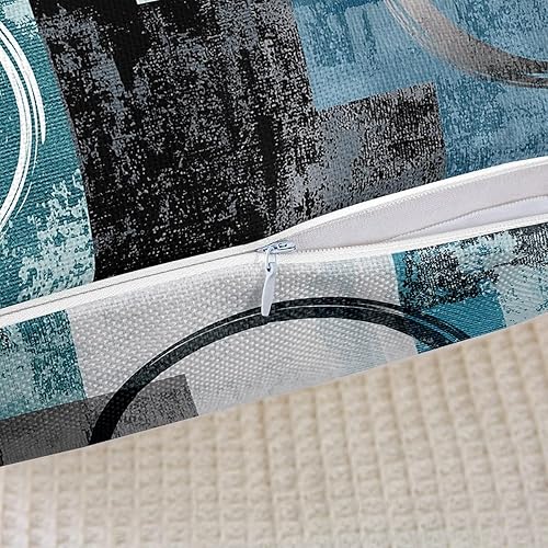 Miniatura 5 de Funda de almohada con diseño de arte de color verde azulado, diseño de círculo, retro, diseño de geometría circular, diseño abstracto y redondo,