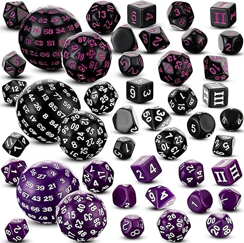 Libima Juego completo de 15 dados poliédricos esféricos D3-D100, 100 dados a la cara, 3 juegos de dados D100 para juegos de rol para juegos de mesa