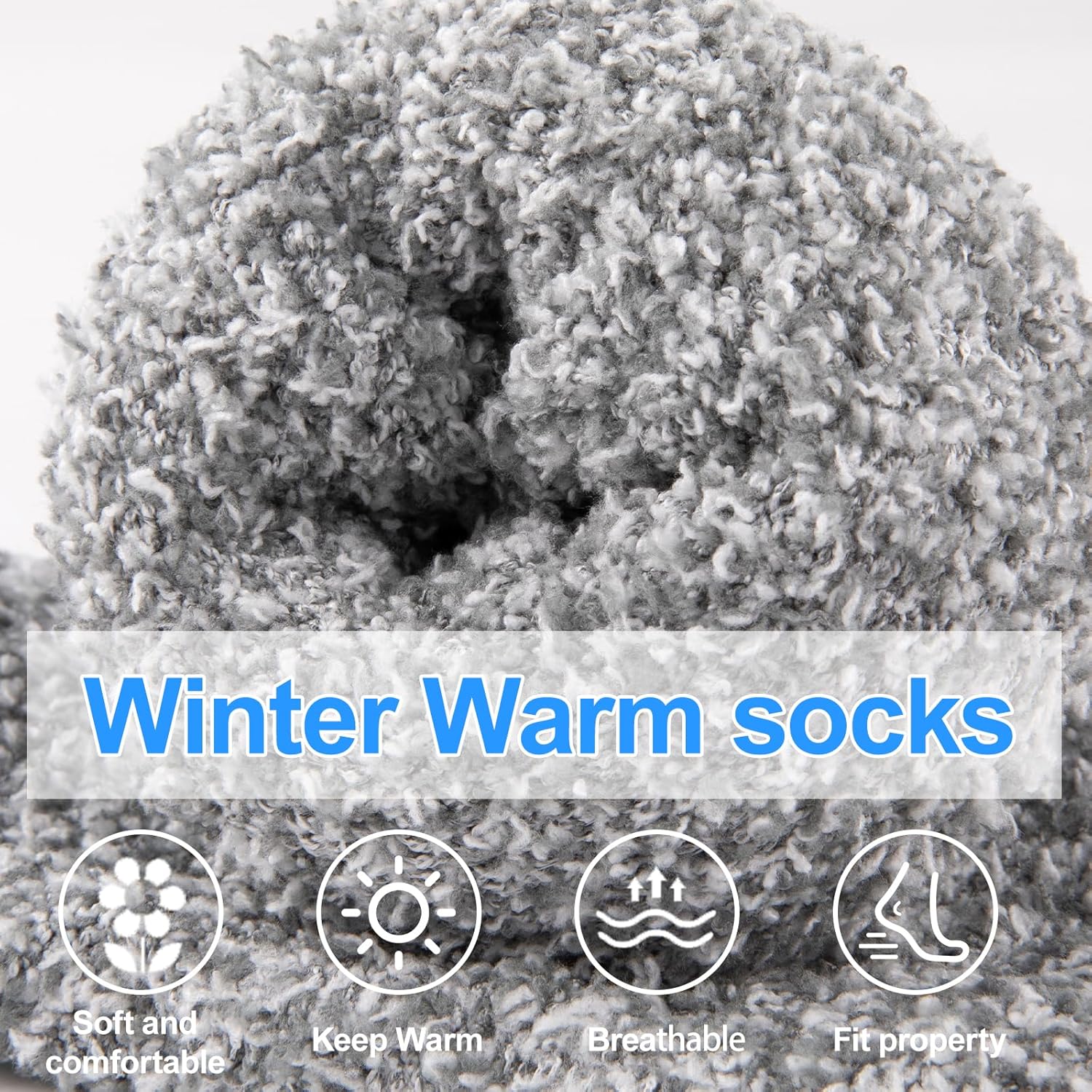 COOVAN Mens Fuzzy Socks Soft Cozy Slipper Fluffy Winter Warm Fleece Socks for Men Plush Sleeping 5 Pairs - Image 6