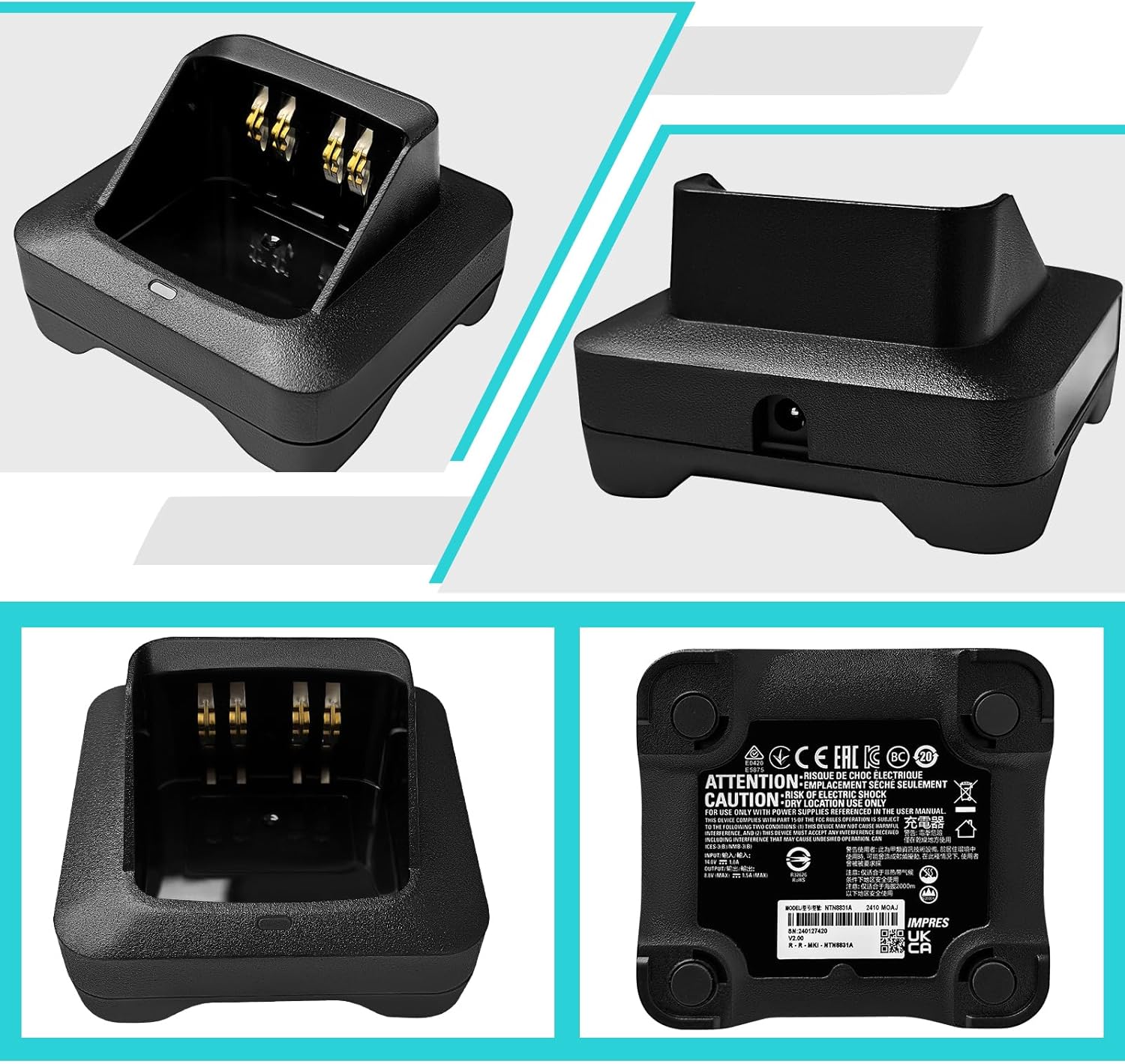 2-Pack XTS3000 Charger NTN8831 NTN8831A Rapid Charger for Motorola XTS2500 XTS1500 MTS2000 HT1000 PR1500 NTN9858 NTN9858C NTN8923 NTN8294 NTN7143 NTN7144