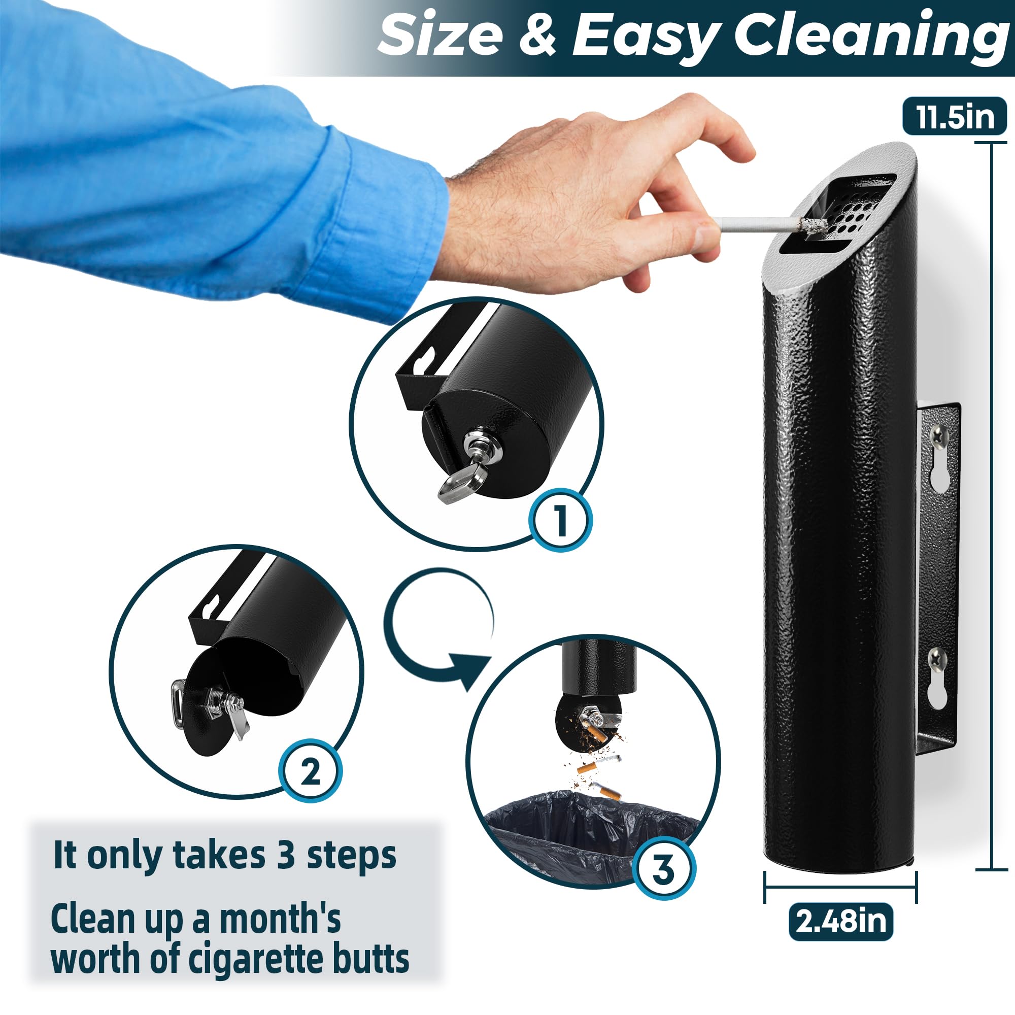 Amazon.com: Cigarette Butt Disposal,Receptacle,Ashtray,Bin,Fireproof,  Prevention of Waterlogging, Corrosion Resistant, Smokeless, Suitable for  Indoor,Outdoor,Offices,Toilets,Smoking Areas.Black : Industrial & Scientific