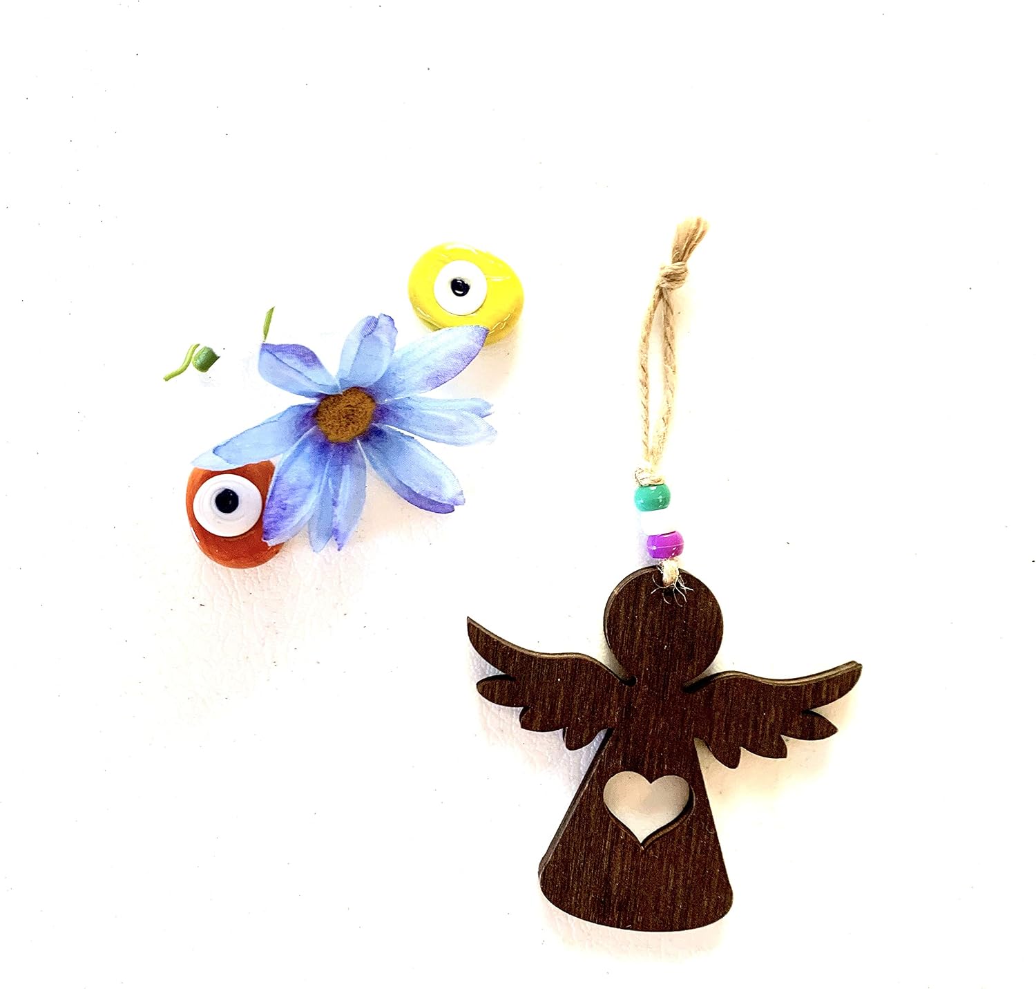 Guardian Angel – Olive Wood Hand-Crafted Figurine Idea Sculpture Statue Religious Decorative Wedding Christmas Easter Church Baptism Home Car Keyring Accessories Made in USA – 3.5 x 3.5 in image 4