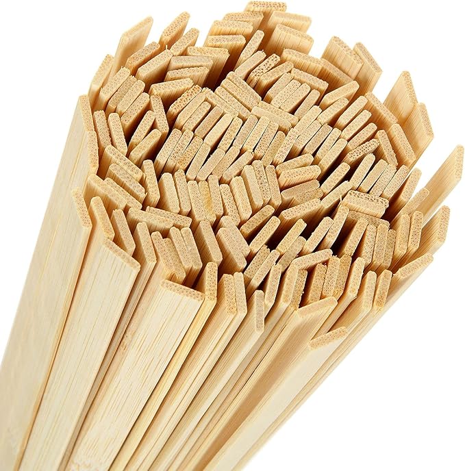 SENENQU 300 palitos de bambú para manualidades de 40 cm, tiras planas naturales para proyectos creativos