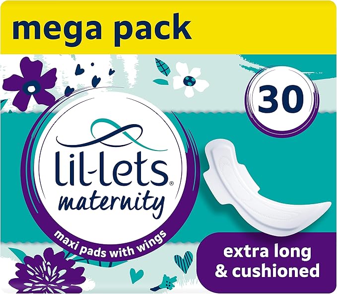 LilLets Maternity Pads, Extra Long Maxi Thick Pads with Wings, 3 Packs