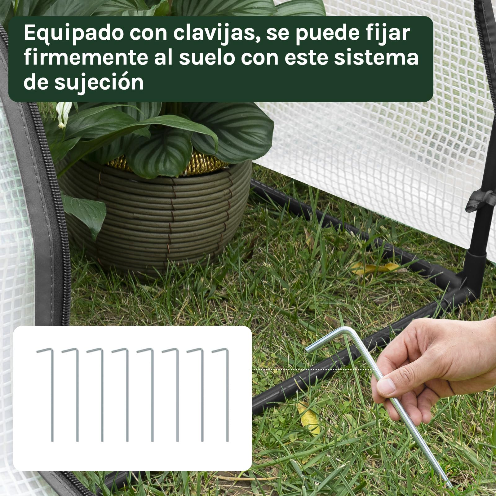 WOLTU Invernadero de Jardín PE, Semi-Translúcido, Blanco, 130x60x50cm | Impermeable; Lluvia/Viento/Nieve; Para Plantas; Exterior; Protección