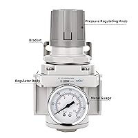 Vista 2 de NANPU Regulador de aire NPT de 1" para sistema de aire comprimido, calibre de acero protegido de 150 psi