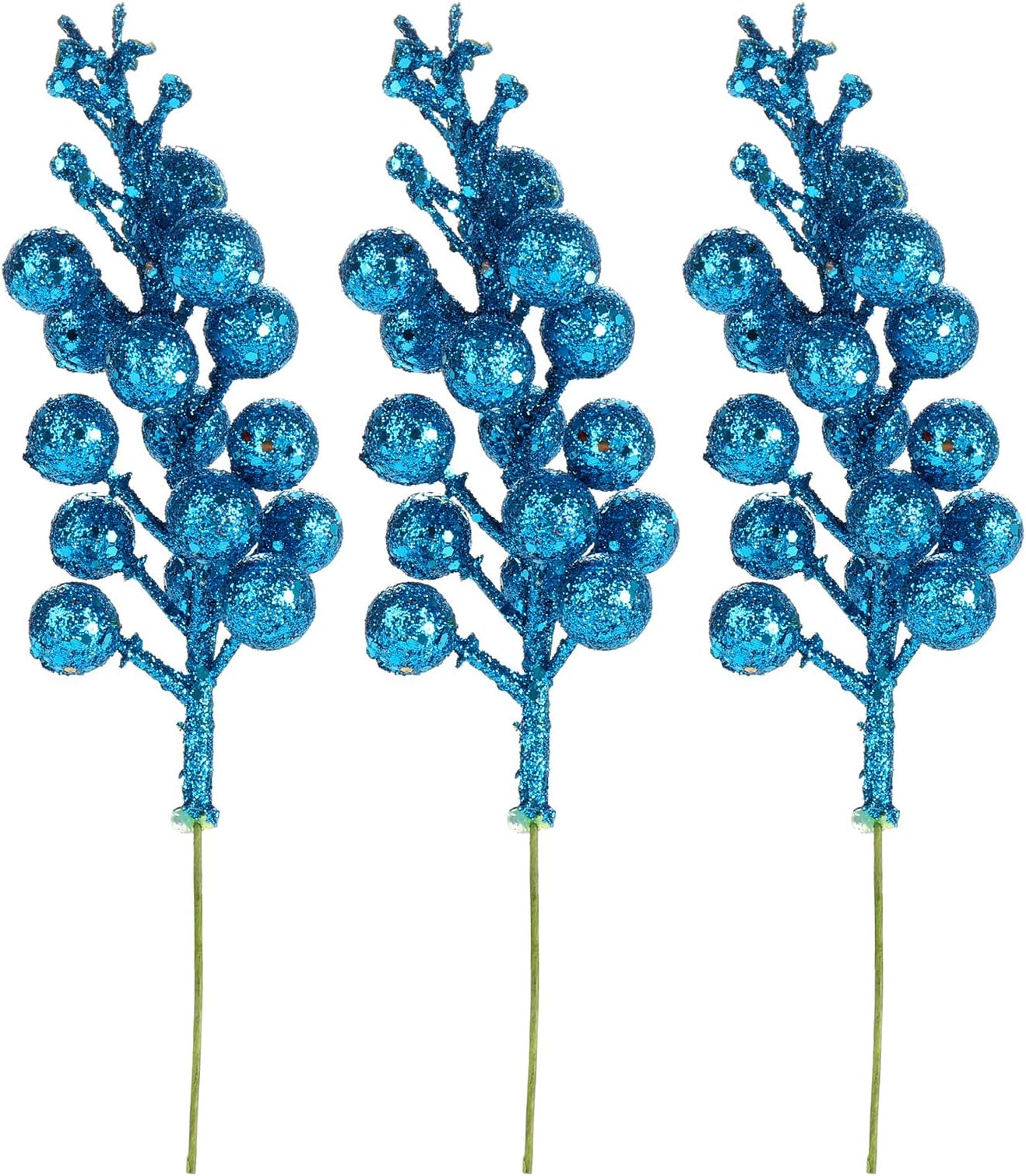 EESLL Christmas Glitter Berries Stems,15 Pcs 7.8Inch Artificial Christmas Picks,Berry Twig Stem,Artificial Berry Picks,Christmas Tree Decorations