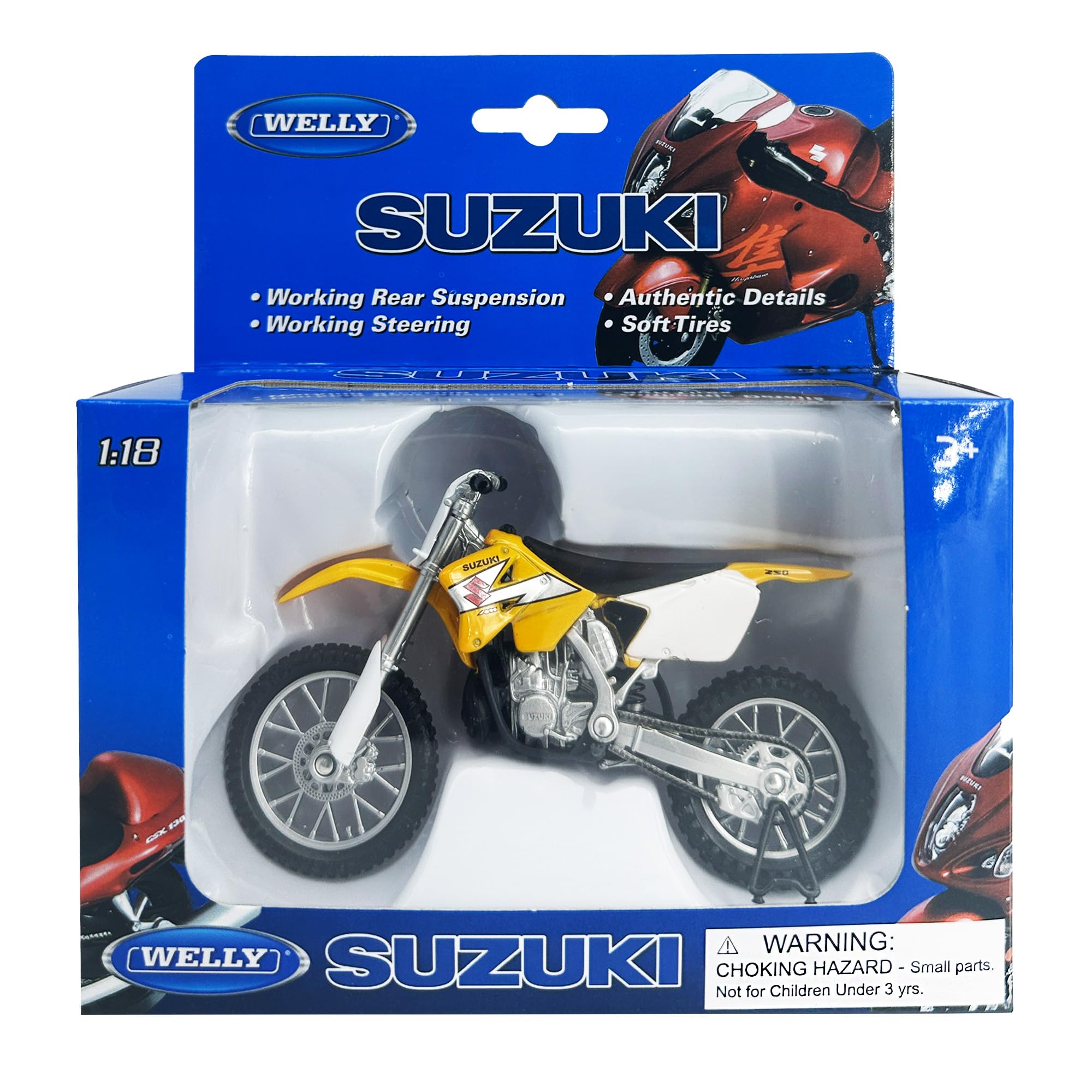 Amazon.com: Welly Die Cast Motorcycle Yellow Suzuki RM250, 1:18