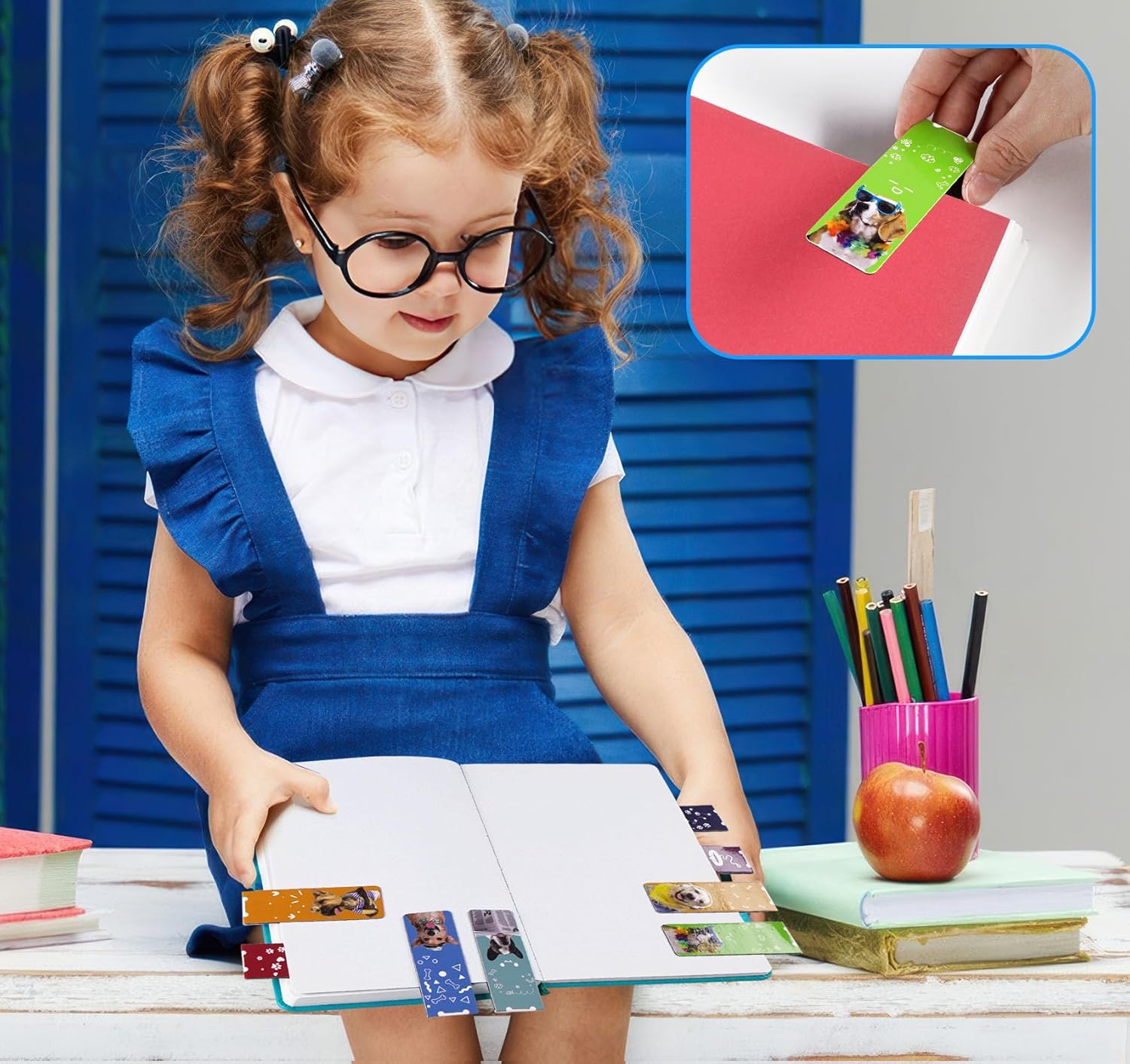 ABSOFINE 15PCS Magnetic Bookmarks, 3.1" Cute Dogs Large Size Magnetic Page Clips Bookmark, 15 Designs Pet Dogs Waterproof Sturdy Bookmarks for Kids Women Book Lovers - Image 5