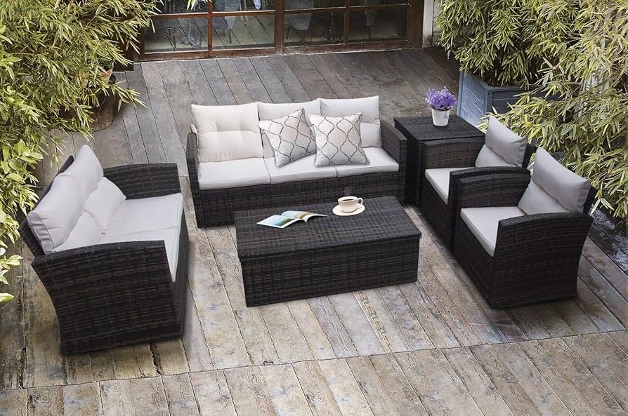Amazon.com: RICHSEAT Dark Brown Gradient PE Rattan Wicker