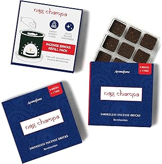 Nag Champa Incense Bricks Refill Pack (3 x 9 Bricks) by Aromafume | Ideal for Spirituality | Made with Sandalwood, Jasmine, Ylang Ylang & Champa Flower | Natural, Low Smoke, Non-Toxic Incense Bricks