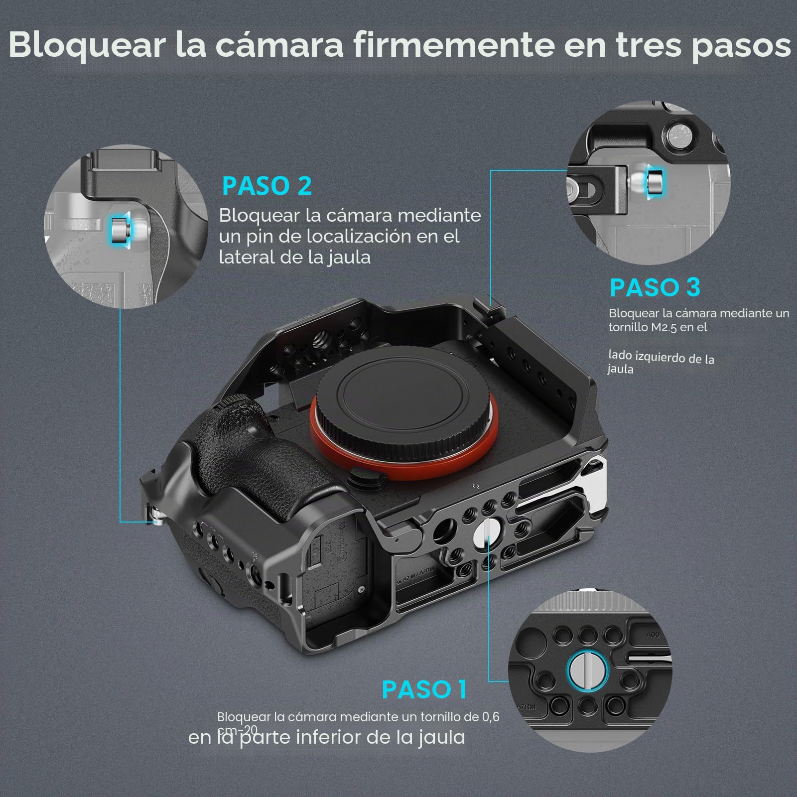 SMALLRIG A7 III / A7R III Kit de Jaula para Cámara para Sony Alpha 7 III / Alpha 7R III, Jaula Completa con Top Handle para ARRI y Cable Clmap, Zapata incorporada y NATO Rail - 4198