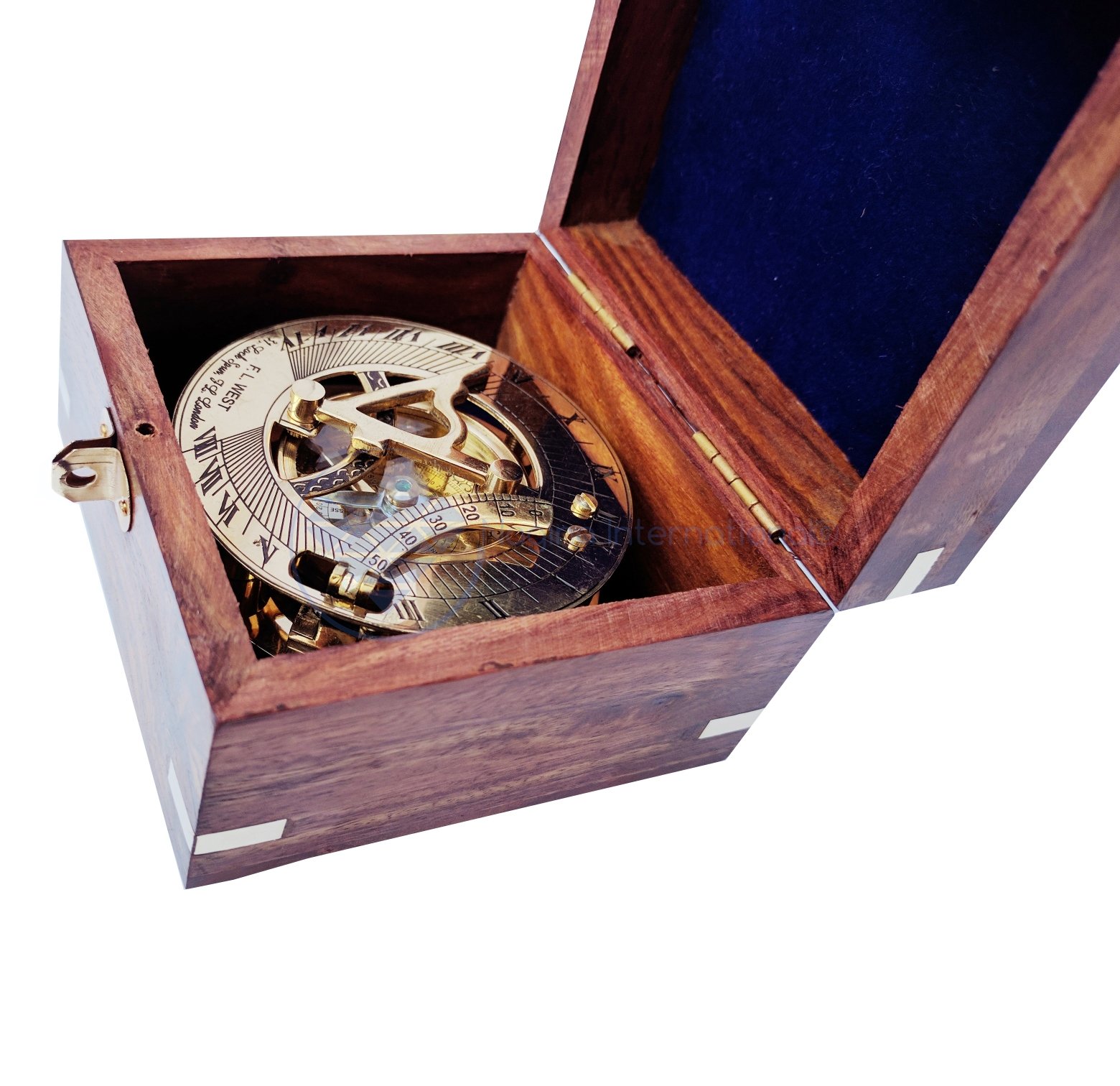 Nagina International Coffre en Bois avec incrustations d'ancrage décoratif | Cadran Solaire 3 "avec boîte en Bois | Décor Maritime du Pirate