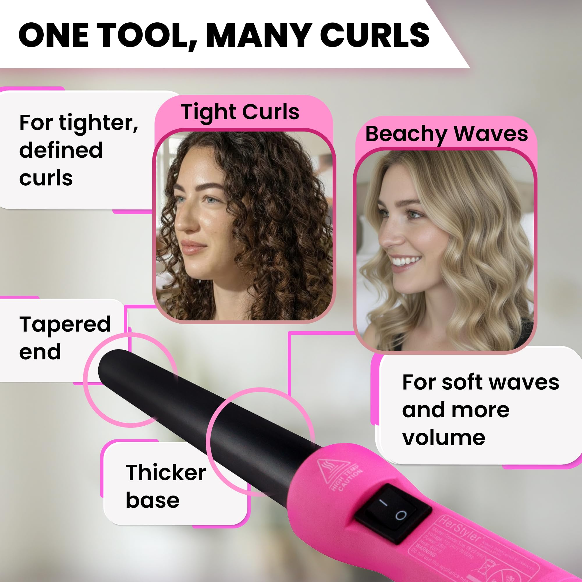 Amazon.com: HerStyler Grande Ceramic Curling Iron - 1 inch  display picture 2