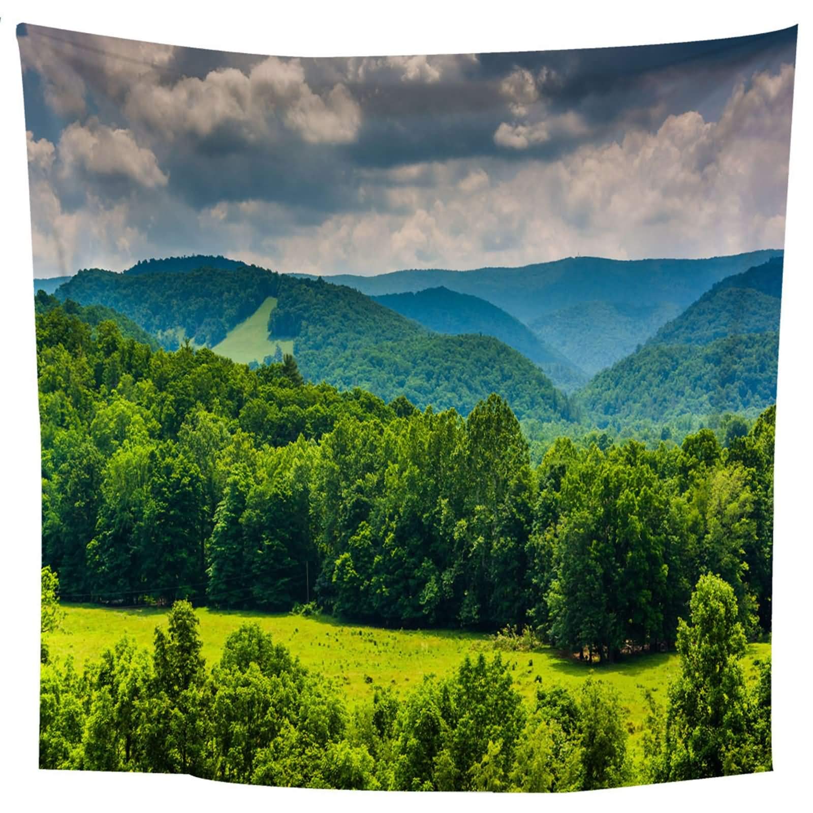 Homxi Wandteppich Klein 260 x 240 CM,Polyester Wall Tapestry Wanddeko Naturlandschaft Grün Wandtuch Psychedelic