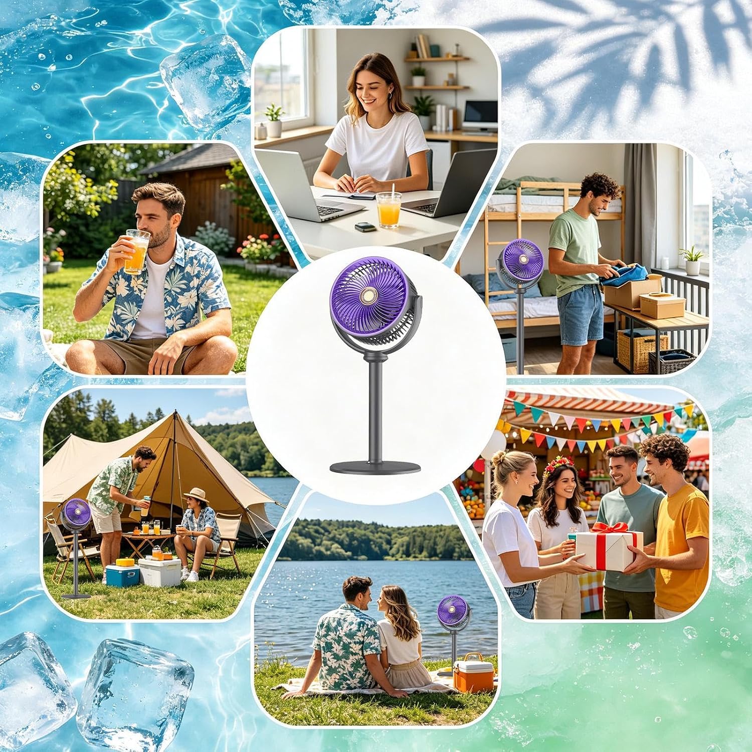 Standing Floor Fan, Silent Cooling with Adjustable Height Design, Home | Portable Pedestal Fan Oscillating for Bedroom Living Room Kitchen Apartment Office School Dorm Desk