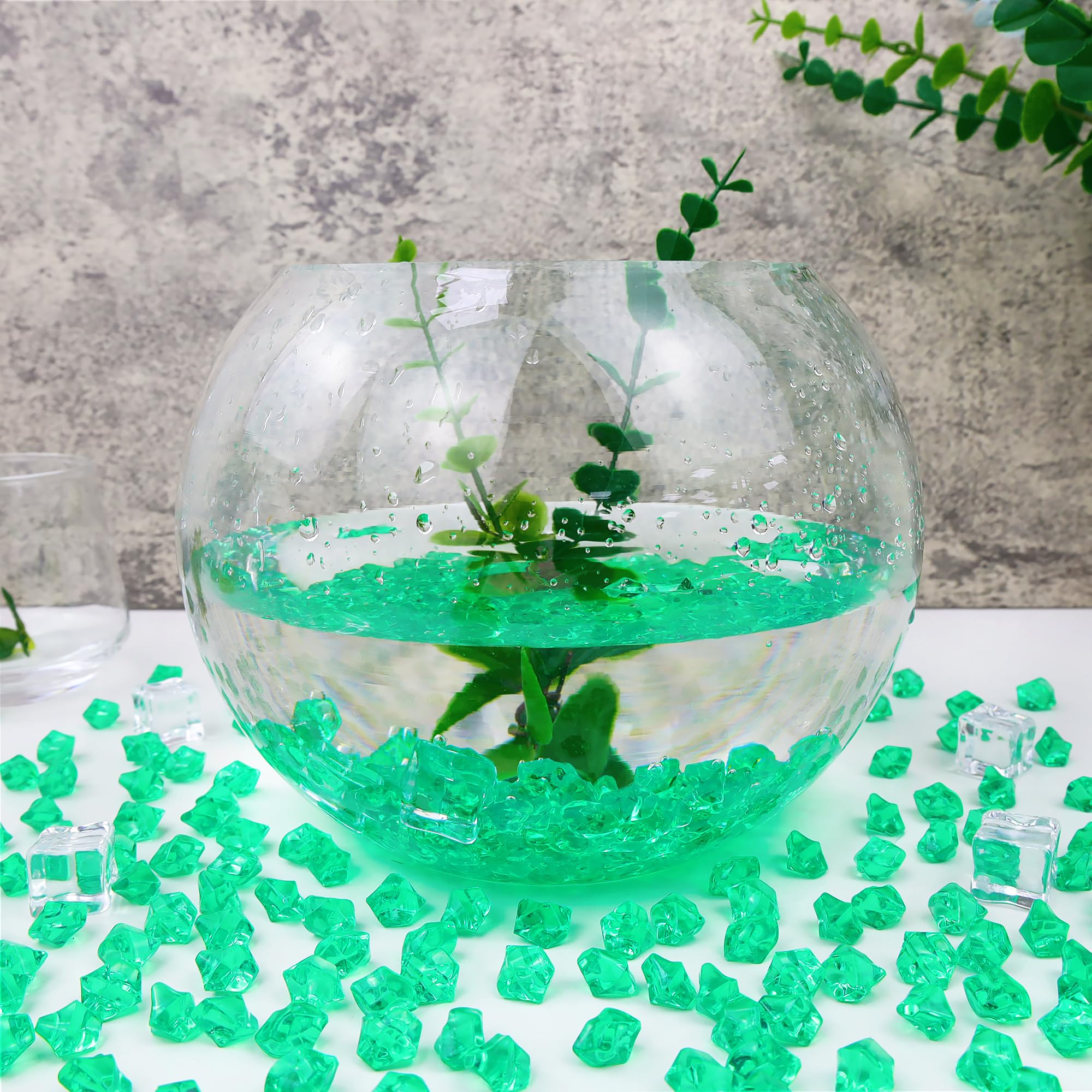 MAIBAOTA 500 PCS Green Fake Ice Cubes 11x14 mm Vase Fillers Acrylic Crushed Ice Rocks Plastic Diamonds Gems Decorative Stones for Wedding Party Table Decorations and DIY Crafting - Image 3