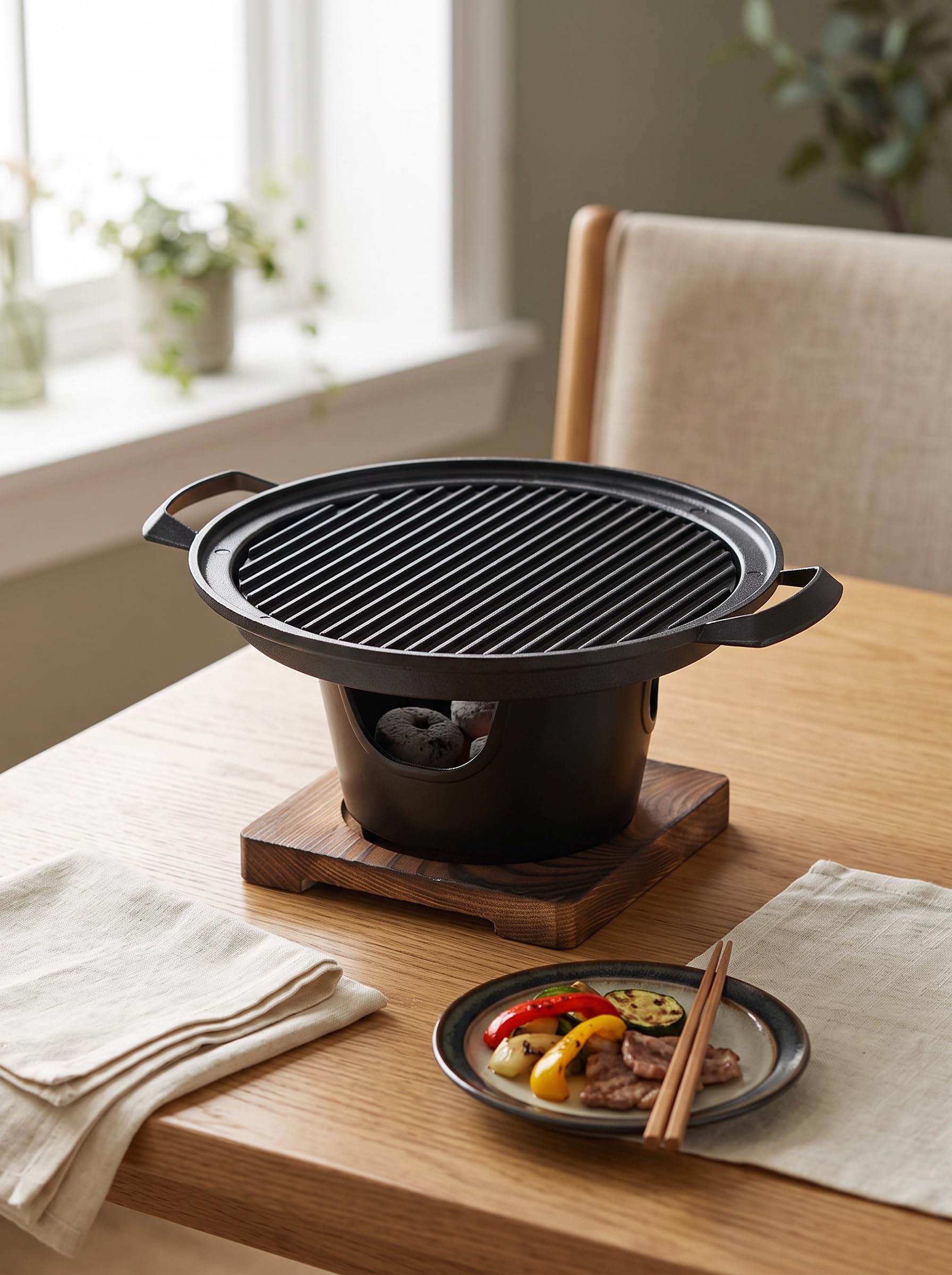 Tissting Barbecue Charbon de Bois, Barbecue Table Sans Fumée Barbecue Table